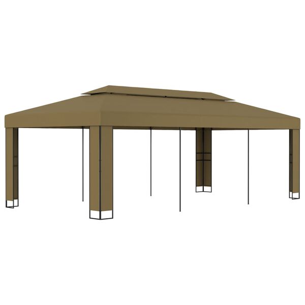 vidaXL Gazebo con Tetto Doppio 3x6 m Grigio Talpa 180 g/m²