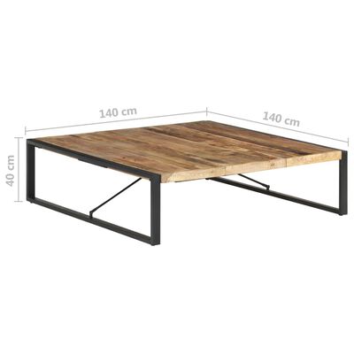vidaXL Tavolino da Salotto 140x140x40 cm in Legno di Mango Grezzo
