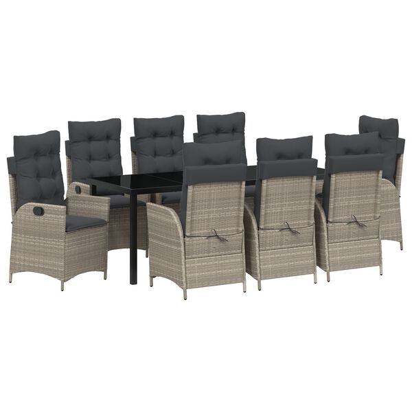 vidaXL Set da Pranzo per Giardino 9 pcs Grigio chiaro polyrattan