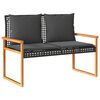 vidaXL Panca da Giardino con Cuscino Nera in Polyrattan e Legno Acacia