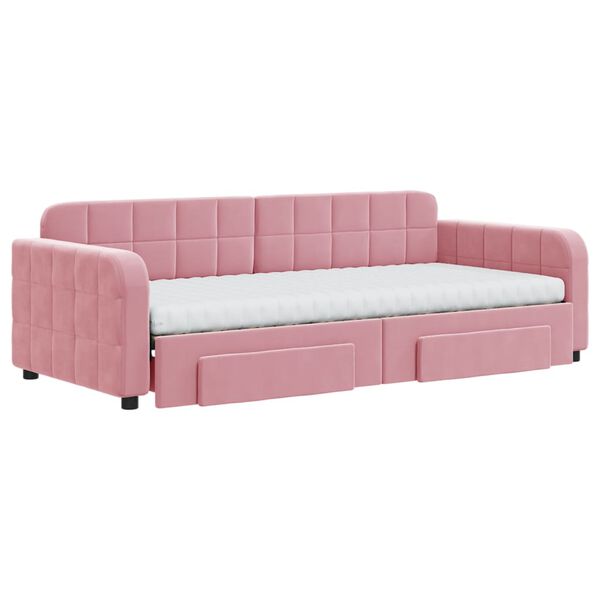 vidaXL Divano Letto Estraibile con Cassetti Rosa 90x200 cm Velluto