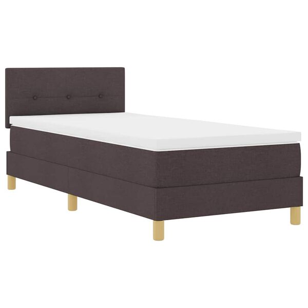 vidaXL Letto a Sorgente LED con led Marrone Scuro 90 x 200 cm Tessuto
