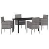 vidaXL Set da Pranzo per Giardino con cuscino 5 pcs Grigio polyrattan