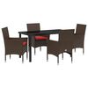 vidaXL Set di tavolo e sedie 5 pz Marrone e Rosso Rattan in PE