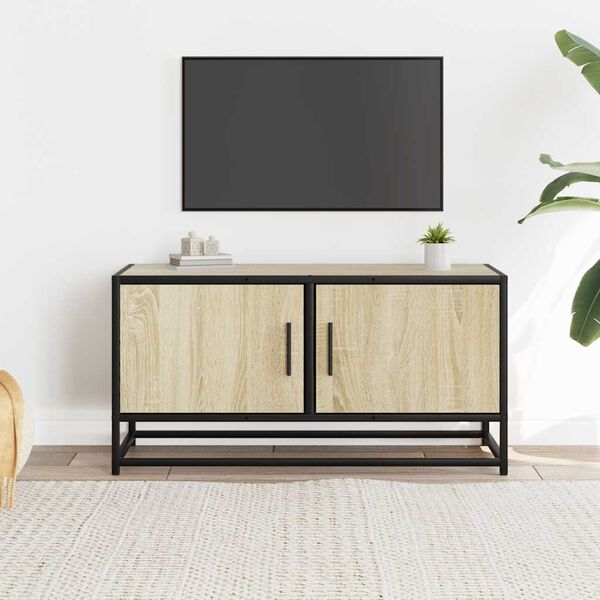 vidaXL Mobile TV Rovere Sonoma 80x34,5x40 cm Legno Multistrato Metallo
