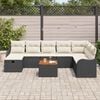 vidaXL Set Divano da Giardino con cuscino 9 pcs Nero Poly Rattan