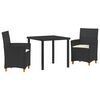 vidaXL Set da Pranzo per Giardino 3 pz Nero polyrattan