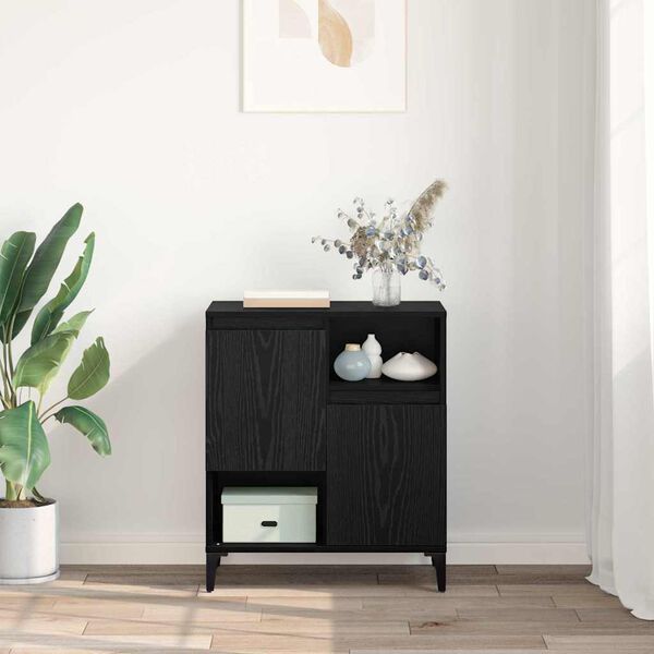 vidaXL Credenza Rovere Nero 60 x 35 x 70 cm Legno multistrato
