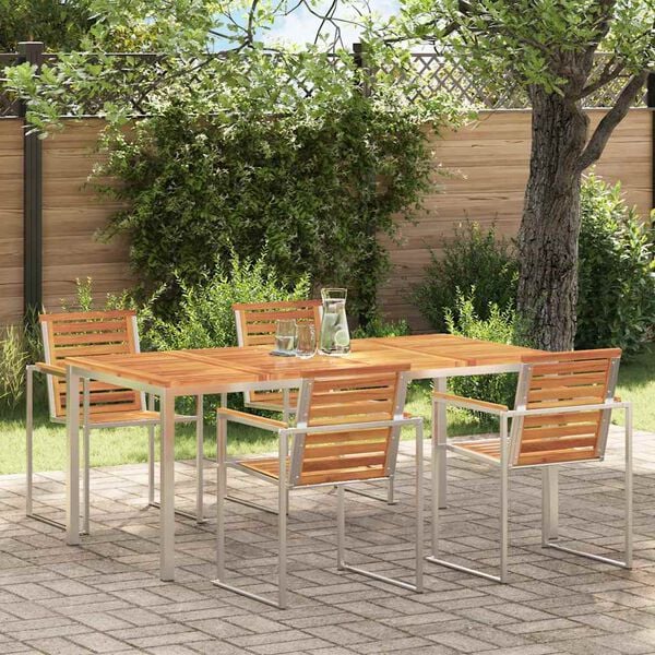 vidaXL TavolodaPranzo Marrone Legno di Acacia Massello