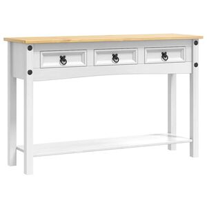 vidaXL Tavolino Corona Bianco 114 x 34,5 x 73 cm Pino massello