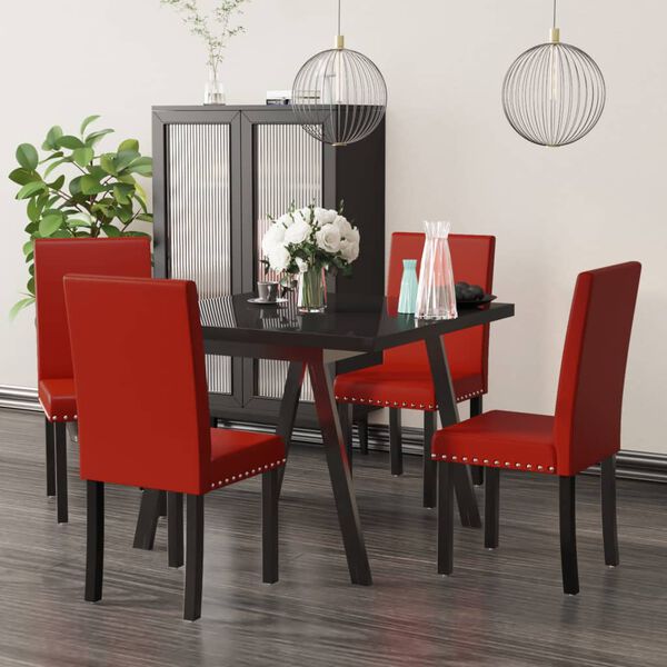 vidaXL Sedie da Pranzo 4 pz Rosso Vino in PVC