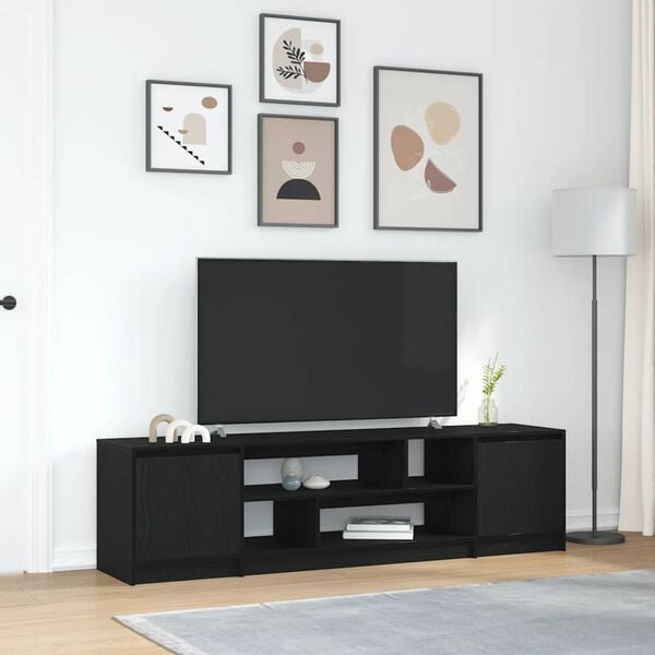 vidaXL Mobile TV Rovere Nero 188,5x41x50 cm in Legno Multistrato