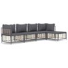 vidaXL Set Divani da Giardino 5 pz con Cuscini Antracite in Polyrattan