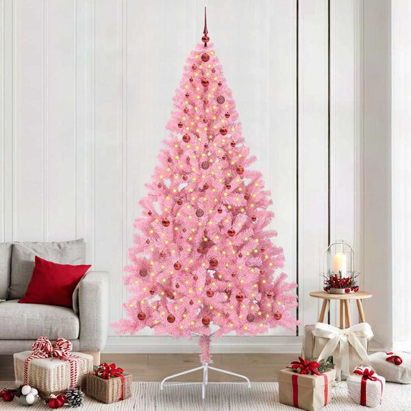 vidaXL Albero di Natale artificiale con luci integrate Rosa 240 cm PVC