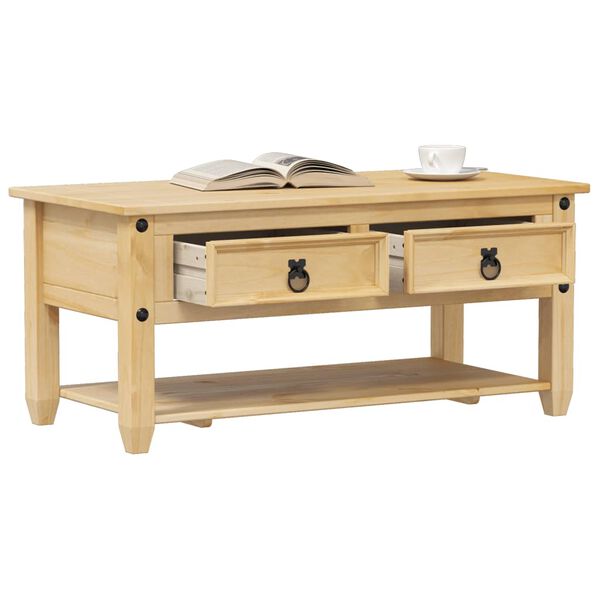 vidaXL Tavolino con Cassetti Corona 100x48x45cm Legno Massello di Pino