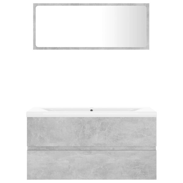 vidaXL Set Mobili da Bagno Grigio Cemento in Legno Multistrato