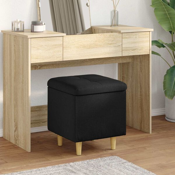 vidaXL Pouf contenitore con cuscino Nero 40 x 40 x 45 cm Tessuto