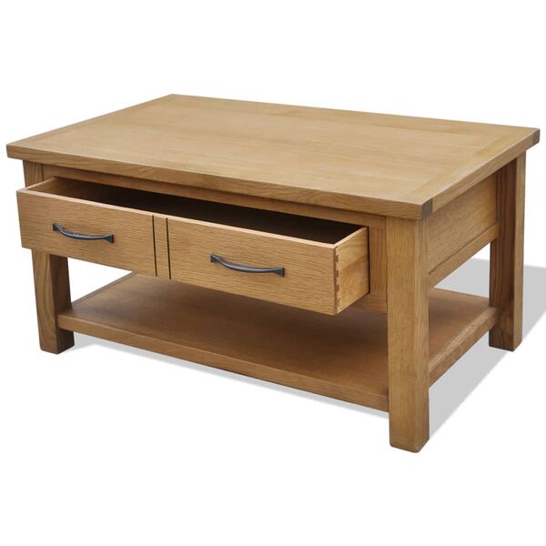 vidaXL Tavolino da Salotto 88x53x45 cm in Legno Massello di Rovere