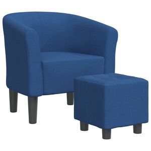vidaXL Poltrona Cabriolet con Poggiapiedi Blu in Tessuto