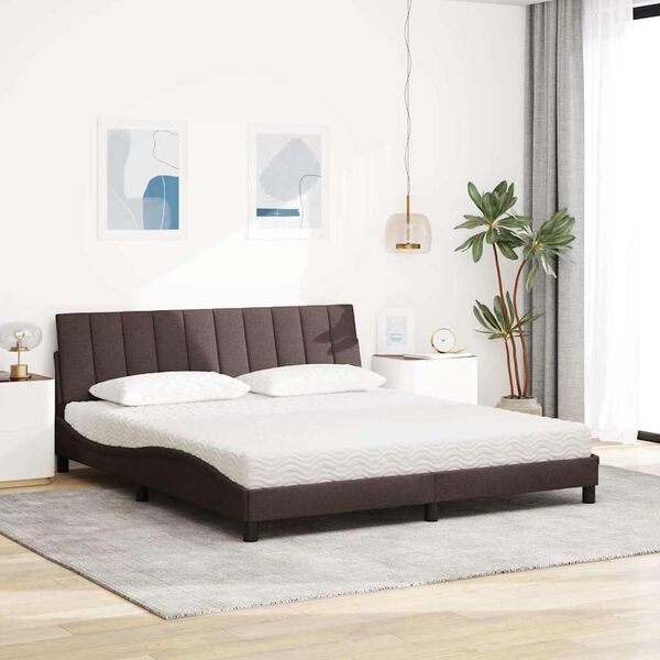 vidaXL Letto con Materasso Hanko Marrone Scuro 180x200cm Tessuto