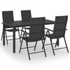 vidaXL Set da Pranzo da Giardino 5 pz Nero