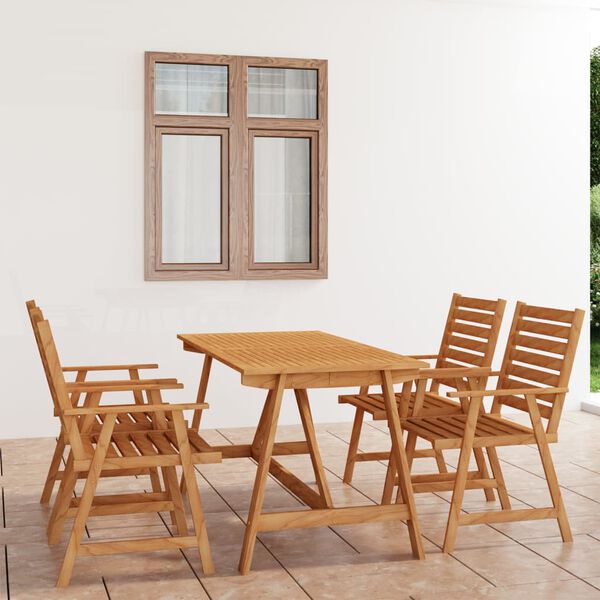 vidaXL Set da Pranzo da Giardino 5 pz in Legno Massello di Acacia