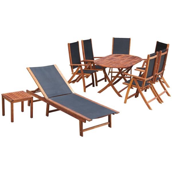 vidaXL Set da Pranzo da Giardino 9 pz con Cuscini Massello di Acacia