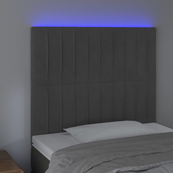 vidaXL Testiera a LED Grigio Scuro 90x5x118/128 cm in Velluto
