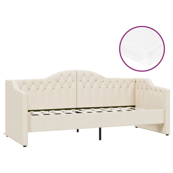 vidaXL Dormeuse con Materasso USB Crema in Tessuto 90x200 cm