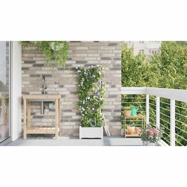vidaXL Vaso da giardino Bianco 40 x 40 x 126 cm Acciaio