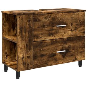 vidaXL Mobiletto da bagno Rovere Fumo 80 x 35 x 60 cm