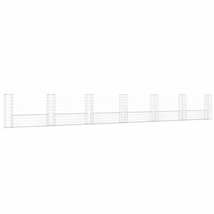 vidaXL Cesto Gabbione a U con 7 Pali in Ferro 740x20x100 cm