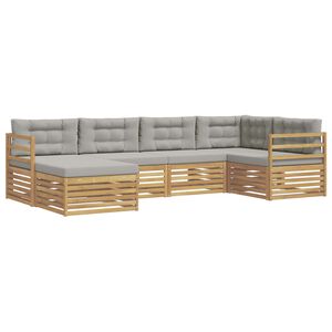 vidaXL Set di divani da esterno 6 pz Bianco e Grigio Chiaro Poliestere