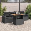 vidaXL Set Divani da Giardino 5 pz con Cuscini in Polyrattan Nero