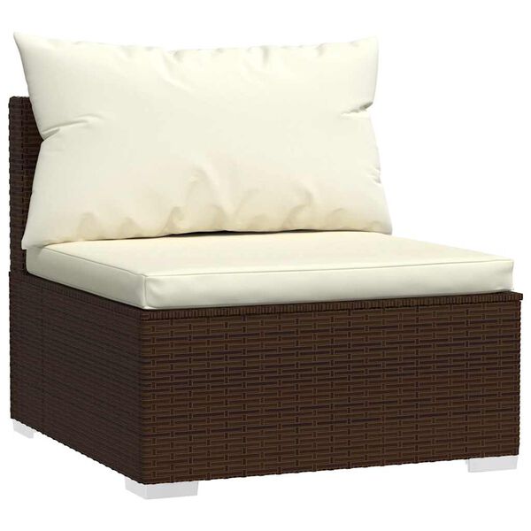 vidaXL Set Divani da Giardino 4 pz con Cuscini in Polyrattan Marrone