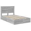 vidaXL Letto con Contenitore con testiera Grigio Sonoma 135 x 190 cm