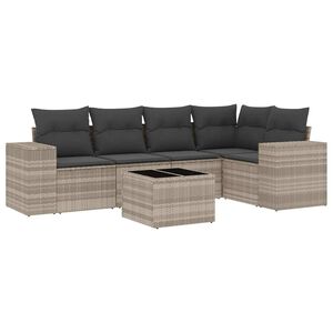 vidaXL Set Divano da Giardino 6pz con Cuscini Grigio Chiaro Polyrattan