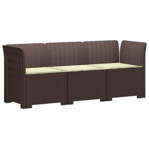vidaXL Divano da giardino 3 posti con cuscini in look rattan PP