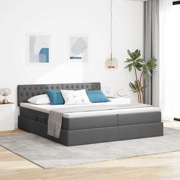 vidaXL Letto con Contenitore Grigio scuro 180 x 200 cm Pelle Sintetica