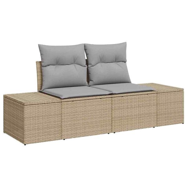 vidaXL Set Divano da Giardino 7 pcs Beige e Grigio Chiaro polyrattan