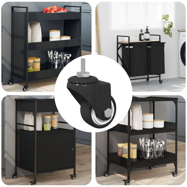 vidaXL Rullo girevole 12 pcs Nero 40,4 x 40,4 x 19,7 mm Ferro e nylon