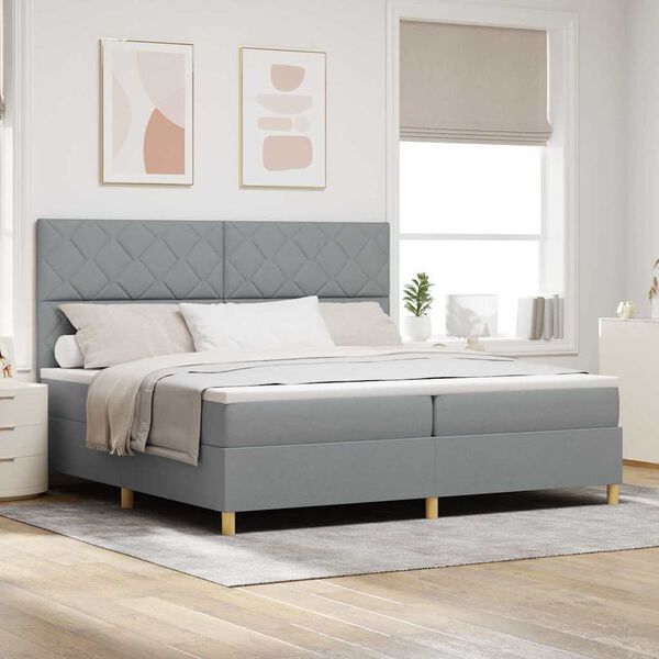 vidaXL Letto a Sorgente LED Grigio chiaro 200 x 200 cm Tessuto