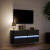 vidaXL Mobile TV a Parete con Luci LED Nero 100x31x45 cm