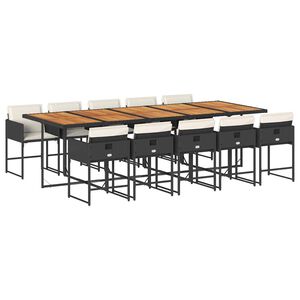 vidaXL Set da Pranzo da Giardino 11 pz con Cuscini in Polyrattan Nero