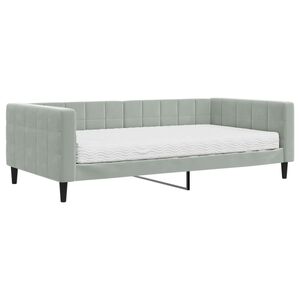 vidaXL Divano Letto con Materasso Grigio Chiaro 100x200 cm in Velluto