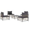vidaXL Set Divani da Giardino 5 pz con Cuscini Antracite in Polyrattan
