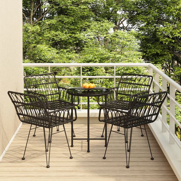 vidaXL Set da Pranzo da Giardino 5 pz Nero in Polyrattan