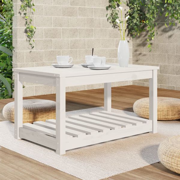 vidaXL Tavolo da Giardino Bianco 82,5x50,5x45 cm Legno Massello Pino