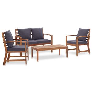 vidaXL Set Divani da Giardino 4 pz con Cuscini in Massello di Acacia
