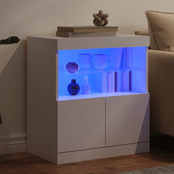 vidaXL Credenza con Luci LED Bianca 60x37x67 cm